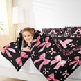 thumbnail image 3 of Manfei Black Pink Bownot Twin Comforter Sets,Girls Personalized Letter A Bedding Set,Black Reversible,2 Pieces,1 Comforter and 1 Pillowcase, 3 of 7
