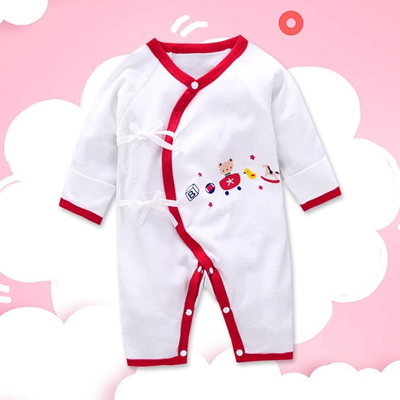 Mono Bebé Bebé Niño Pequeño Manga Larga Estampado De Oso Mono Mono Pijamas RopaBanda Roja, 52cm