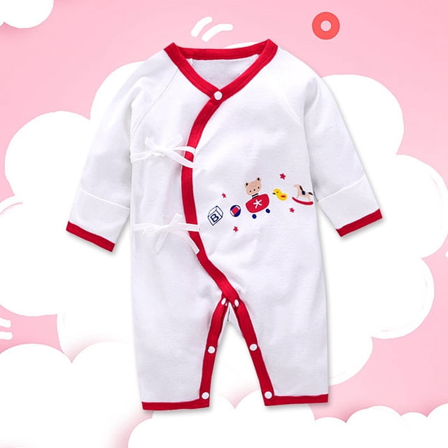 Mono De Manga Larga Con Estampado De Oso Para Bebé, Niño Pequeño, Mono, Ropa De Pijama, Banda Roja, 52cm