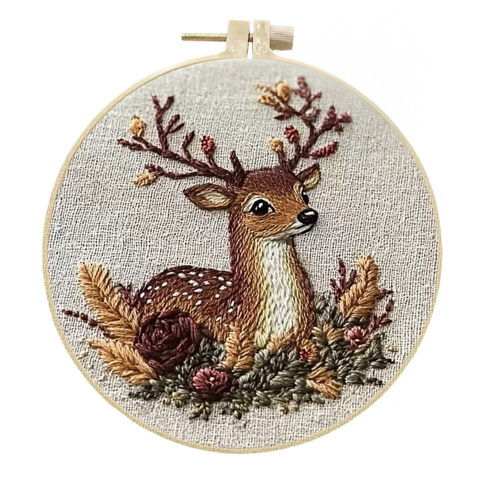 4 Pack Deer Embroidery Kits for Adults Beginners Cute Realistic Fawn Needlepoint DIY Hoop Art Craft Set