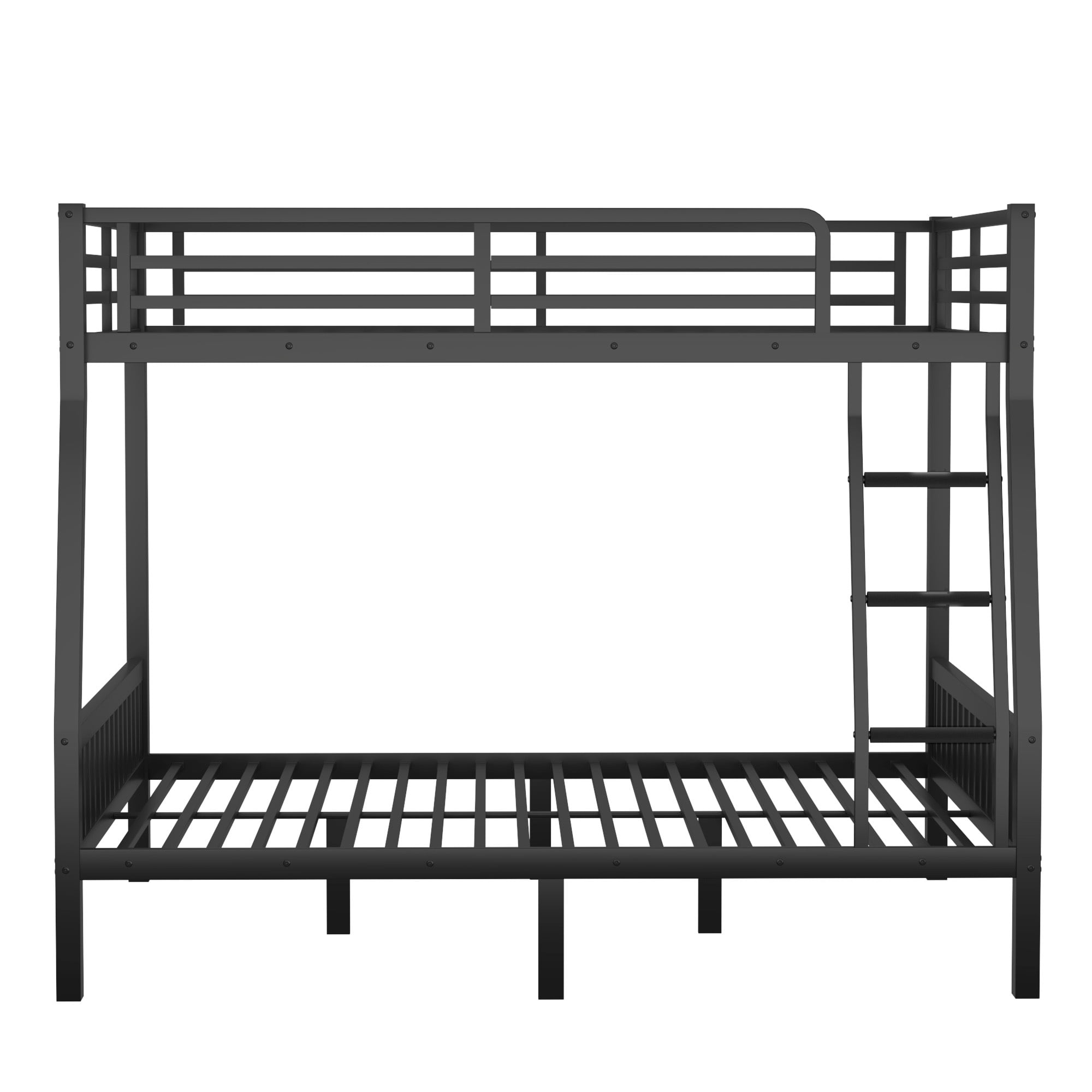 Leumius Full XL Over Queen Metal Bunk Bed with Ladder and Slats Support for Adults Teens, Black