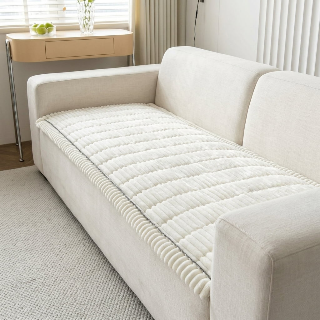Cream 27.6 x 59.1 Pet Friendly Washable Non-Slip Sofa & Furniture Protector