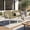 White, Green, variant on Outdoor Patio Loveseat, Modern PP Patio Sofa with White UV Resistant Frame and Green Cushion, Garden Bistro Seating, Weather Ready Outdoor Couch