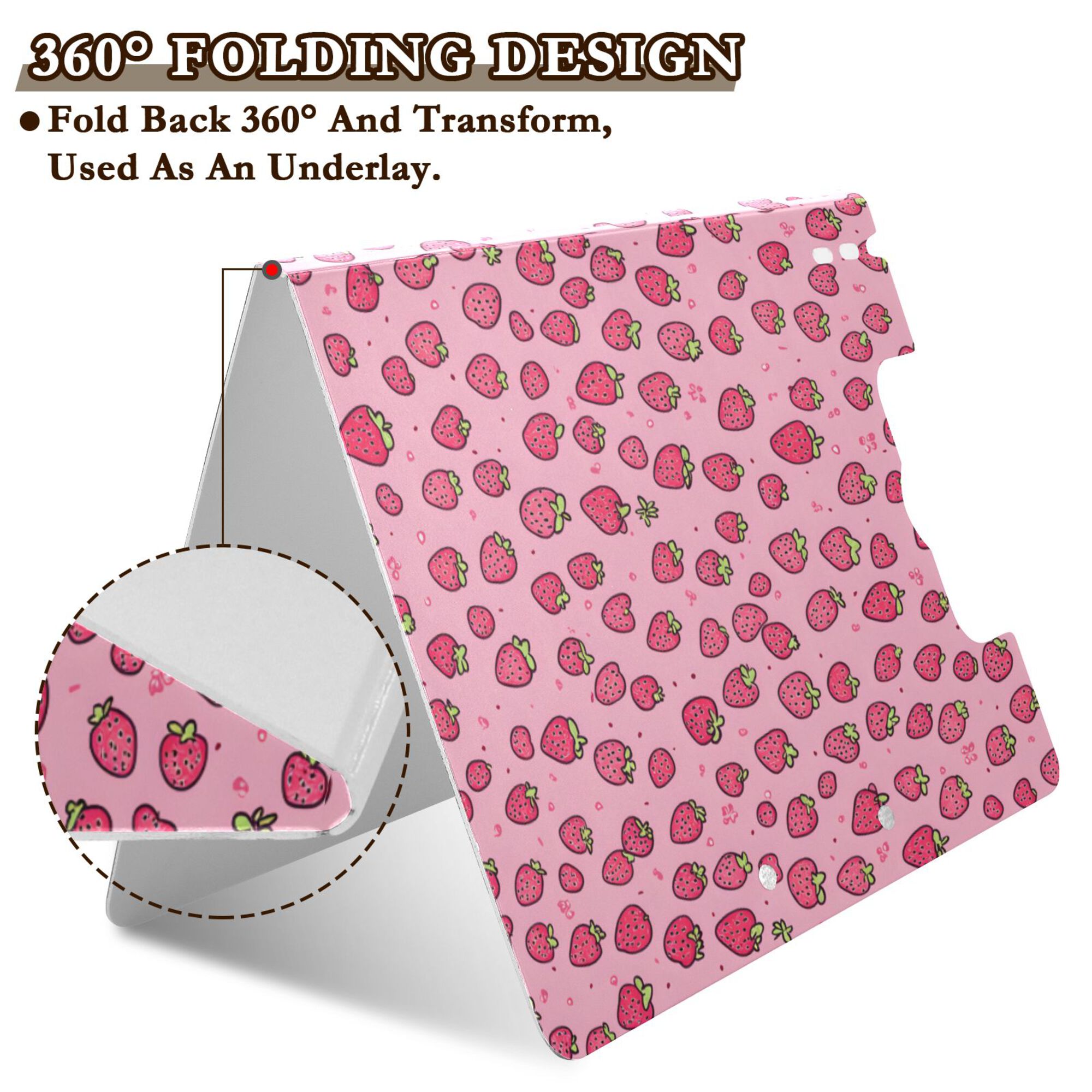 FORMRS A4 Clipboard Folder with Pen Holder Horizontal Foldable School Office Binder, Strawberry Bliss