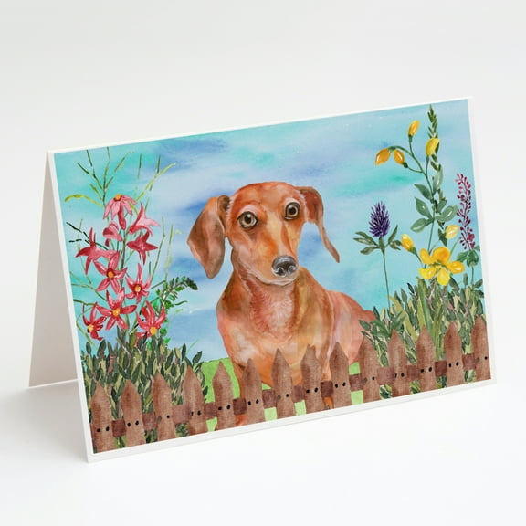 Caroline's Treasures Dachshund Spring Greeting Cards with Envelopes, 5" x 7" (8 Count)