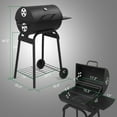 thumbnail image 6 of IVV Barrel Charcoal Grill with Side Table and Bottom Shelf, Outdoor BBQ Grill with Moveable Wheels and Adjustable Air Inlets, for Backyard Barbecue Cooking Party, Black, 6 of 10