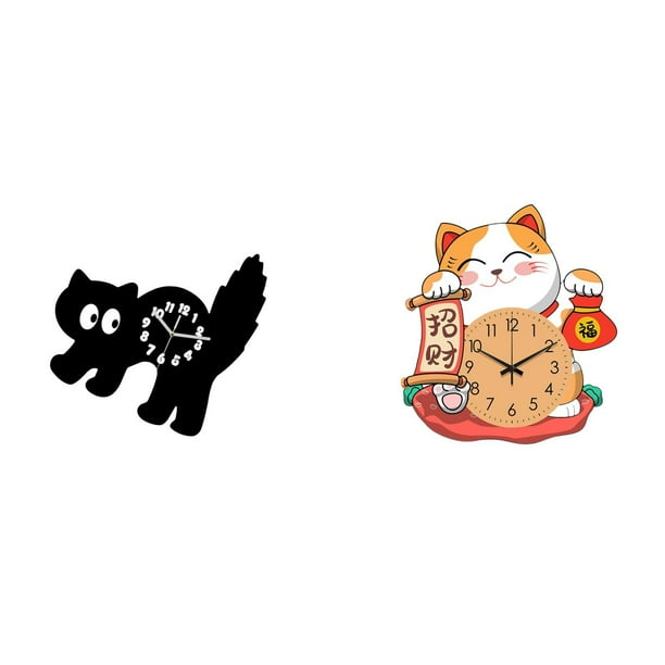 Reloj De Pared Acrílico Con Forma De Gato, Silencioso, Sin Tictac, Decorativo, Colgante, Para Dormitorio Infantil, Cocina, Sala De Estar, Estudio, Adorno Para El Hogar, Fácil De Leer