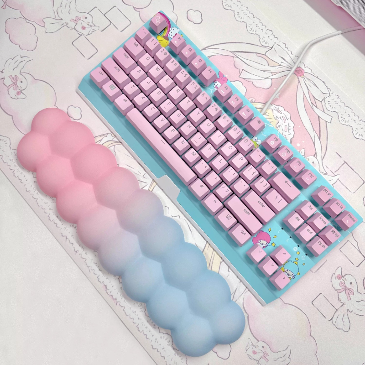 MiFuny Puff Clouds Wrist Rest for Mechanical Keyboard, Pillow Soft Palm Support for 61-96% Mechanical Keyboards Ergonomic Palm Support , Waterproof & Easy To Clean