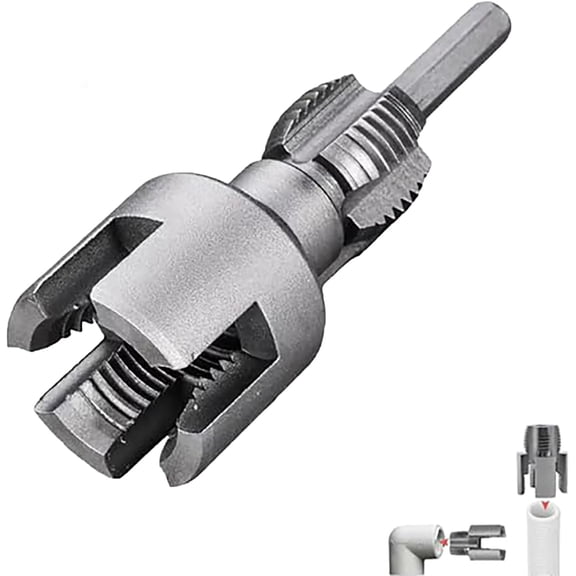 4 in 1 Water Pipe Wrench, Pipe Tapping and Threading Tool, Integrated Internal & External PipeThreading Tool, Pvc PipeThreader Set 1/2" 3/4"