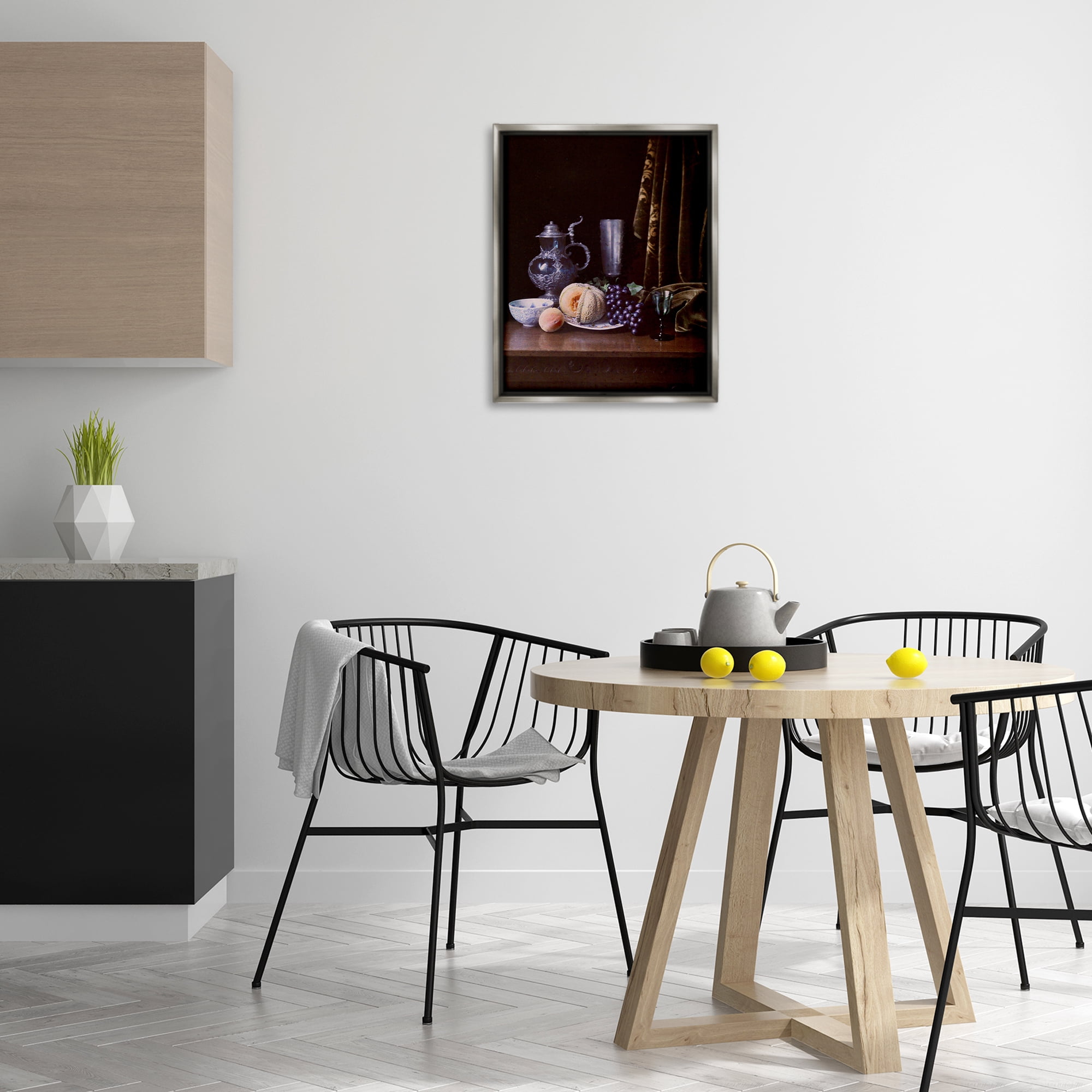Stupell Industries Vanitas Still Life Food & Beverage Photography Gray Floater Framed Canvas Art Print Wall Art, 17 x 21