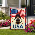 thumbnail image 2 of SPXUBZ Patriotic Dog Garden Flag 12x18 Inch, American Holiday Linen Yard Flag with Dog Design, Outdoor Decorative Flag for Garden Lawn Porch Independence Celebration, 2 of 5