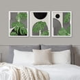 thumbnail image 2 of PixonSign Framed Canvas Print Wall Art Set - Geometric Monstera Leaf Art - Set of 3 Abstract Shapes Mid-Century Minimalist Wall Décor for Living Room, Bedroom, Office - 12"x16"x3 Panels White, 2 of 5