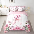 thumbnail image 2 of Erosebridal 7Pcs Initial Letter Bedding Set for Princess,Queen Size Comforter Set with Sheets and Pillowcase,7Pcs Bed in a Bag,Bowknot Alphabet Children Bed Set,A-Z Comforter, 2 of 5
