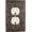 Bronze, variant on MERIVILLE French Scroll Duplex Outlet Wall Plate, Decorative Electrical Receptacle Cover, Cameo Blue with Gold