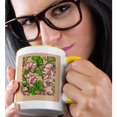thumbnail image 2 of 3drose, Tropical Leaves Camouflage of Banana and Monstera 10, 11oz Two-tone Yellow Mug, 2 of 6