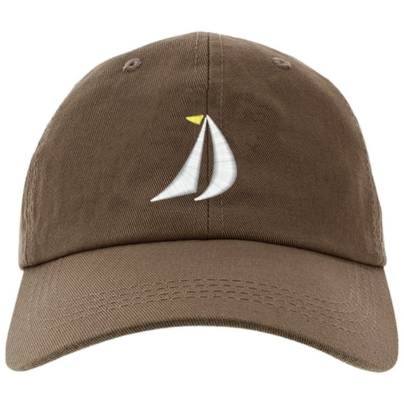 Embroidered SailBoat, Mainsail and Geneo Sailing Logo, Adjustable Baseball Cap-EM-0050-Brown