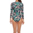 thumbnail image 5 of Enjoytime Women Swimsuit Long Sleeve Sexy Flowers Siamese Swim Suit With Zipper Summer Beach Surfing One-Piece Bathing Suit Modest Swimwear, 5 of 7