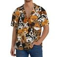 thumbnail image 1 of Xecao Chemise pour Hommes à Manches Courtes avec Col Cubain et Boutons, Motif de Chiens de Différentes Races, avec Poche Poitrine, Chemise Légère Tropicale pour Vacances - XX-Grand, 1 of 5