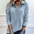 thumbnail image 2 of Nmmued Half Zip Pullover Women, Knit Tops for Women, Lightweight Sweaters for Women, Pullover Sweaters for Women, Going Out Tops for Women, Blue XXL, 2 of 4