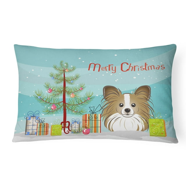 Carolines Treasures BB1620PW1216 Christmas Tree & Papillon Fabric Decorative Pillow