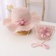 thumbnail image 5 of Sombrero de verano para niños con circunferencia de 52-54 cm, sombrero para el sol con flores, sombrero de paja anti-ultravioleta y conjunto de bolsa de paja, rosa, 5 of 5