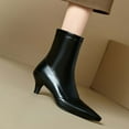 thumbnail image 5 of Lovzfmll Ankle Boots for Women, Metallic Ankle Pointed Toe Mid Heel Side Zipper, Mid Heel Pointy Toe Chelsea Leather Boots Fall Black Boots, 5 of 5