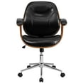 thumbnail image 3 of Flash Furniture Mid-Back Black LeatherSoft Executive Ergonomic Wood Swivel Office Chair with Arms, 3 of 13