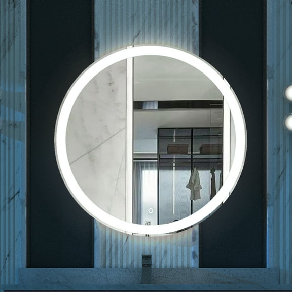 Sinber 36" Round Makeup Vanity Wall LED Bathroom Mirrors with Illuminated Light and D-Fog MA04R36TD-OK