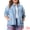 Light Blue, variant on DARING DIVA Women's Plus Denim Long Sleeve Button Washed Jacket 1X Blue