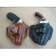 Azula OWB Leather 2 Slot Pancake Belt Holster for Taurus 85 Polymer .38 Poly 5 Shot Black Left Hand