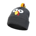 thumbnail image 2 of KANG Winter Knit Hat With Embroidered Turkey Design For Thanksgiving Family Warm Ear Cap, 2 of 4