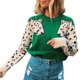 thumbnail image 2 of Pntutb moda mujer Animal Print Patchwork cuello redondo manga larga suéter suelto Pntutb Pntutb-4672, 2 of 9
