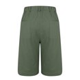 thumbnail image 5 of RYRJJ Cotton Linen Shorts for Women Elastic High Waisted Casual Loose Bermuda Shorts Summer Knee Length Work Short Pants with Pockets(Army Green,M), 5 of 5