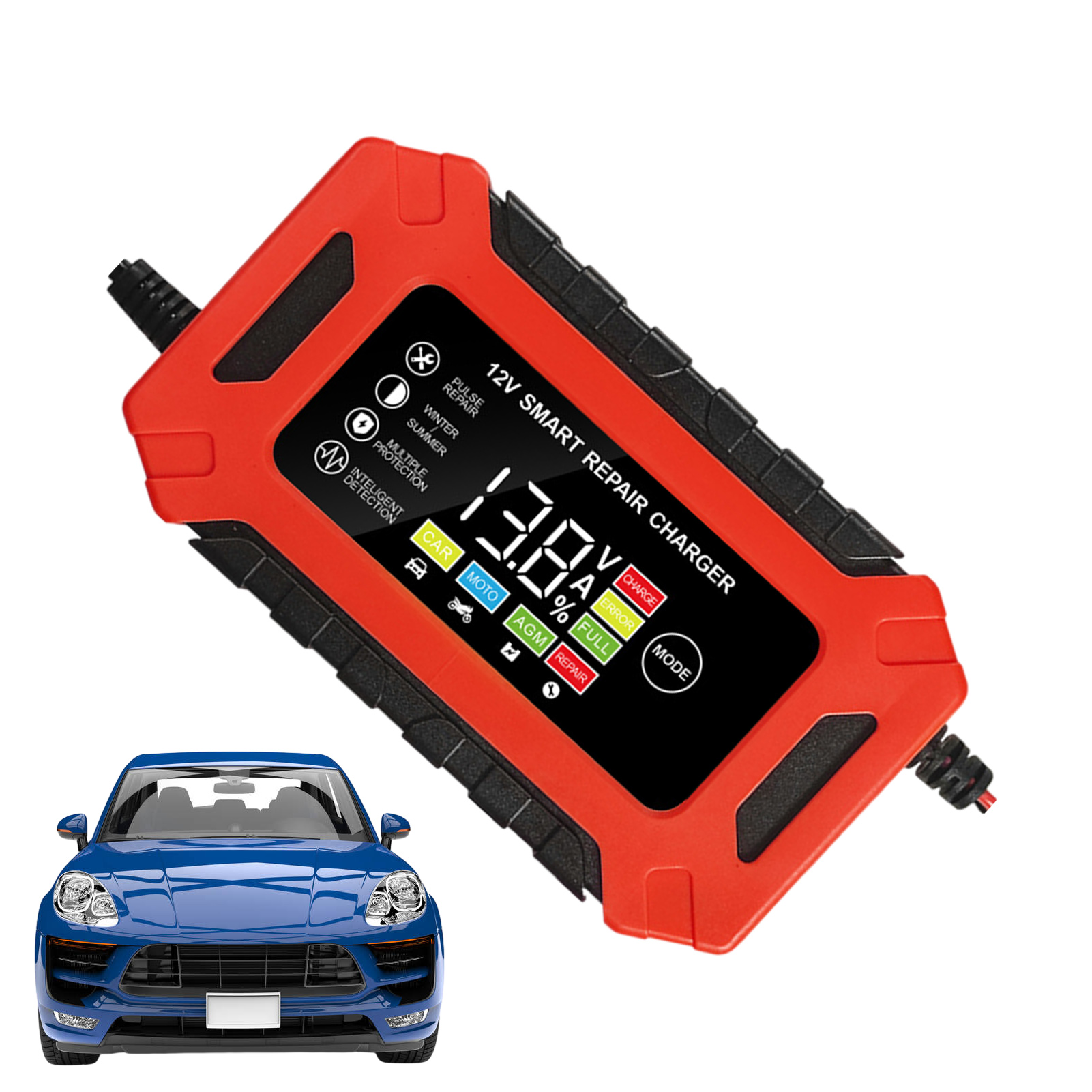 Battery Chargers, 12V Smart Fully Automatic Battery Maintainer, Battery Minder with Temperature Compensation for Motorcycle, Car, Lawn Mower, Boat
