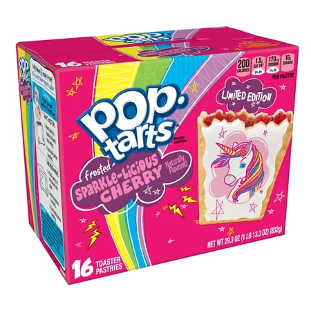 (2 pack) Kellogg's Pop-Tarts Frosted Sparkle-Licious Cherry Toaster Pastries Unicorn Limited Edition 29.3oz 16 (Best Frozen Puff Pastry)
