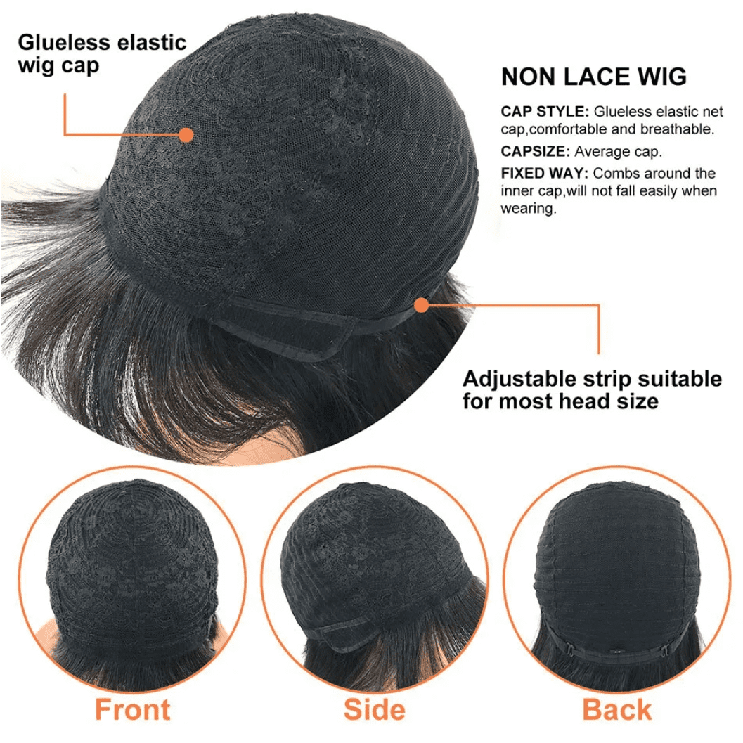 Ombre Butgundy Red Color Short Bob 100% Human Hair Full Machine Made Wig Easy To Put On And Take Off Sport Side Part Pixie Cut Natural Black 99j Remy Brazilian Human Hair No Lace Wig For Women