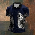 thumbnail image 2 of Bibifish Mens Polo Shirts Short Sleeve Forest Wolf Graphic Print Casual Shirts Classic Fit Outdoor Daily Tops, 2 of 3