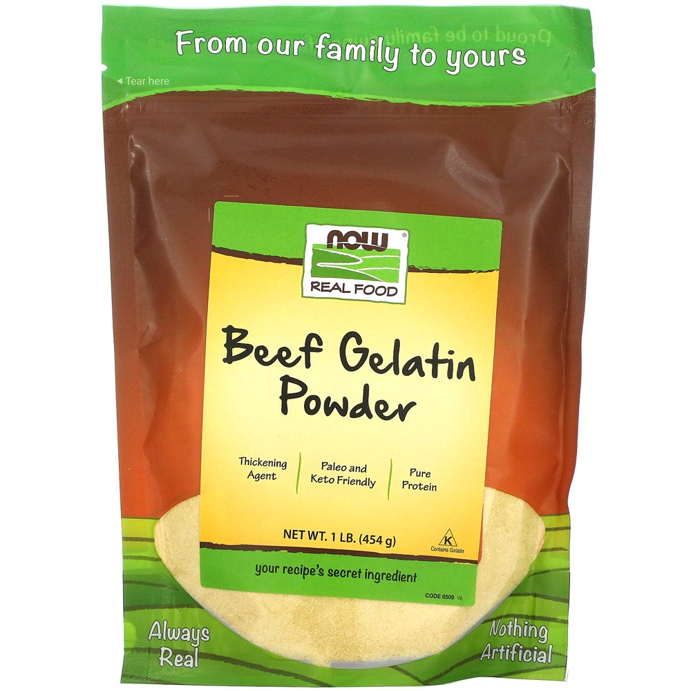 NOW Real Food Beef Gelatin Protein Powder, 1 Lb
