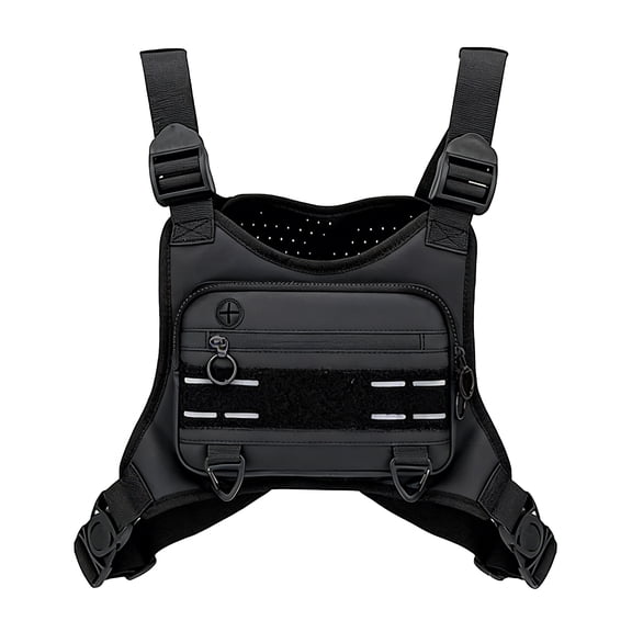 Dongyi Lightweight Running Chest Pack-Water Resistant Sports Bag with Phone Pocket & Reflective Strip,for Workouts,Cycling,Hiking,Skiing & Motorcycle(Black)