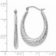 thumbnail image 4 of 14K White Gold Polished And Textured Oval Hoop Earrings (32 X 4) Made In Indonesia th792, 4 of 6
