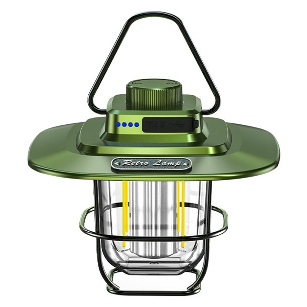 Luz LED recargable para acampar, linterna retro regulable para caminatas al aire libre o cortes de energía en interiores