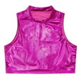 thumbnail image 3 of Raenseen Kids Girls' Metallic Mock Neck Crop Tank Tops Ballet Dance Dancewear Athletic Sports Vest Rose Red 12, 3 of 9
