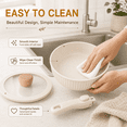 thumbnail image 6 of NULAS 22 Piece Pots and Pans Set Non Stick, Stackable RV Kitchen Cooking Set , Cookware Set with Detachable Handle, Dishwasher Safe, Oven Safe, Cream White, 6 of 7