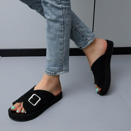 

Clearance Under 4$ Men AXXD Women s Shoes Shoes Solid Color Minimalistic Weave Straw Weaving Thick Bottom Sandals Slippers Flip Flop for Reduce Black 4.5