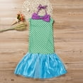 thumbnail image 5 of Little Girls Mermaid Cospaly Dress Hanging Neck Bowknot Fish Tail Mesh Ruffle Hem Dress Fish Scale Pattern, 5 of 8