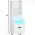 thumbnail image 6 of Tall Nightstand with Drawers and Storage Shelf,Night Stand with LED Lights and Charging Station,Bedside Table End Side Table for Bedrooms,White, 6 of 9