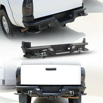 Rear Bumper Compatible with Toyota Tacoma 2005-2015 Heavy Duty Steel Offroad Back Bumper w/D-Rings & LED Pod Lights,w/Side Steps Design,Style 1