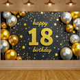 thumbnail image 7 of Black Background Glittery Gold 18 Happy Birthday Banner Party Supplies Backdrop for 18th Birthday Celebrations Photography Props Party Decorations, 7 of 7