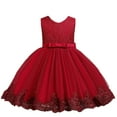 thumbnail image 2 of Kiviey Dresses for Girls Summer New Sleeveless Ruffle Lace Embroidery Mesh Princess Bow Skirt Birthday Party Gown Size 4-5T, 2 of 4