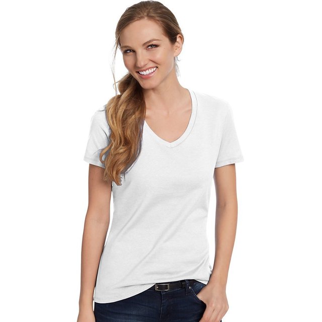 Hanes Ladies 100% Ringspun Cotton Nano-T V-Neck T-Shirt